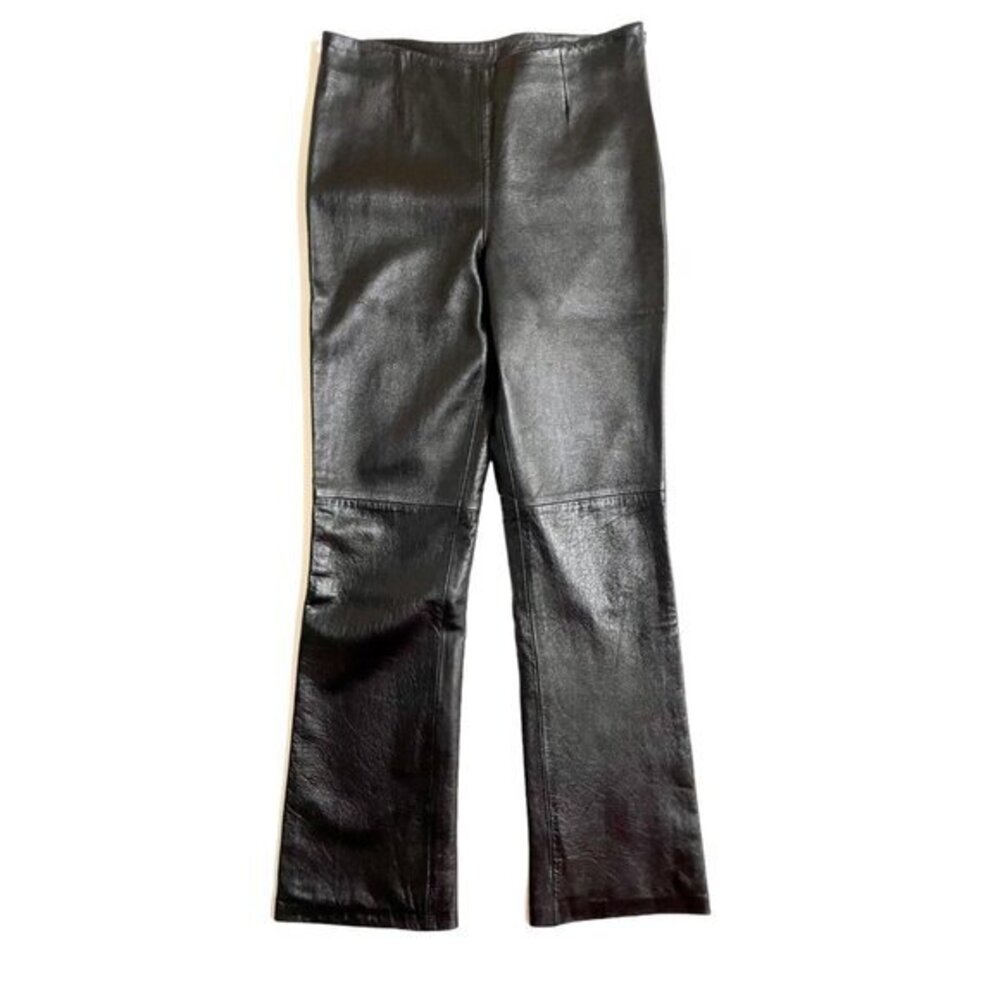Anonymous John Carlisle Black Leather Pants Bootcut Leg Lined Sz 8 New